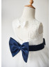 Keyhole Back Lace Tulle Knee Length Wedding Flower Girl Dress